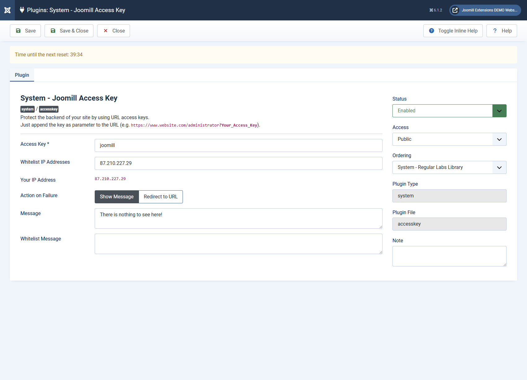 Access Key plugin settings