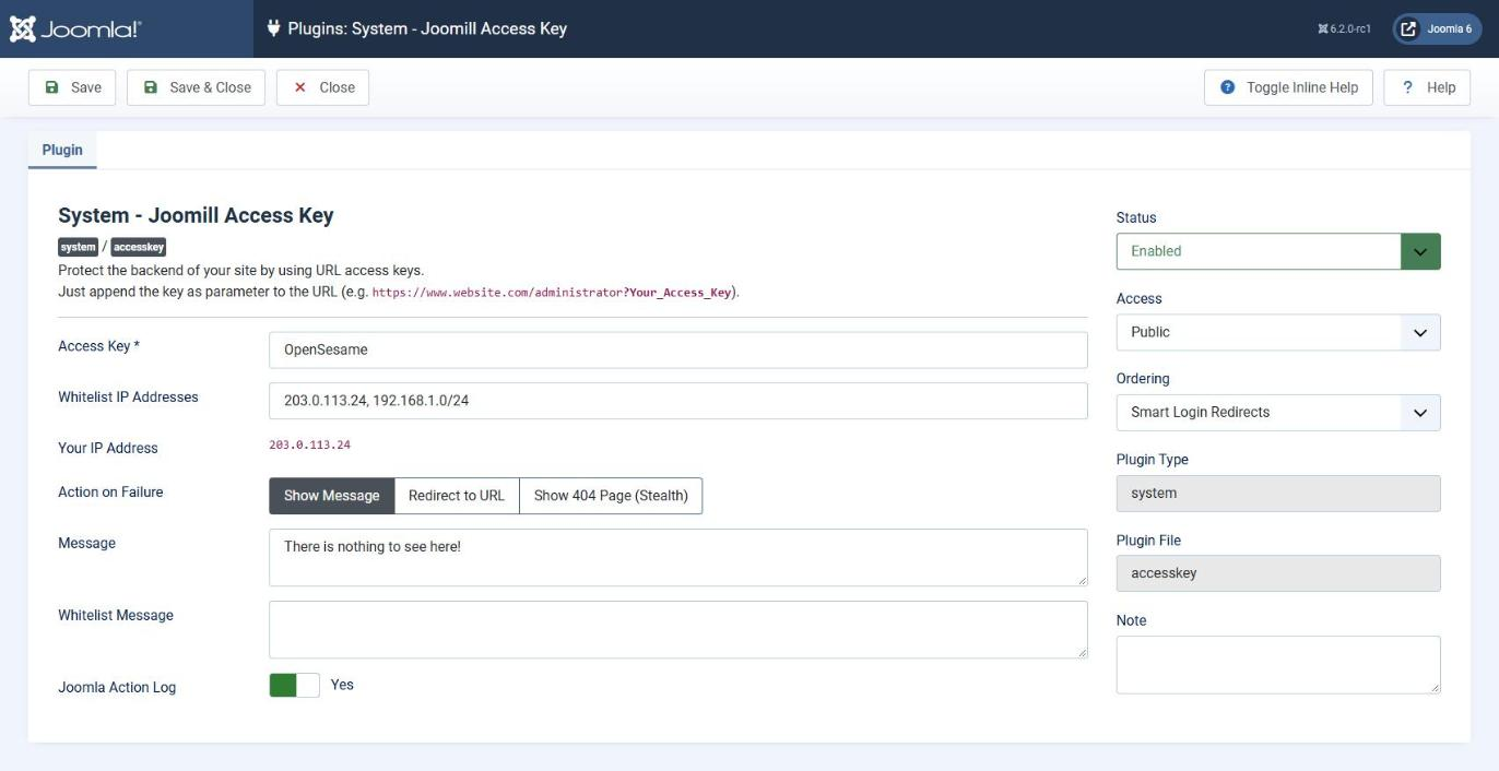 Access Key plugin settings