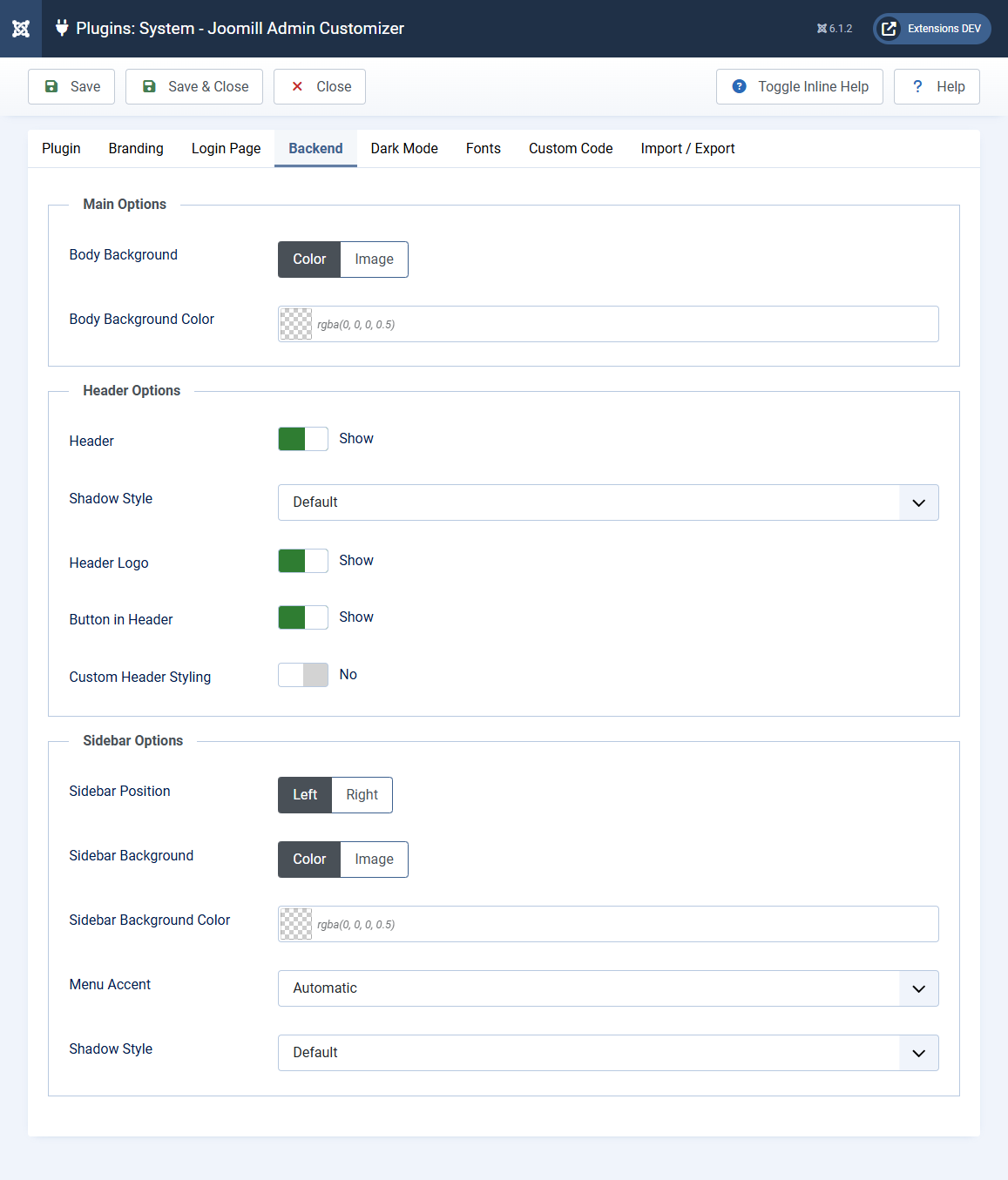 admincustomizer backend 01