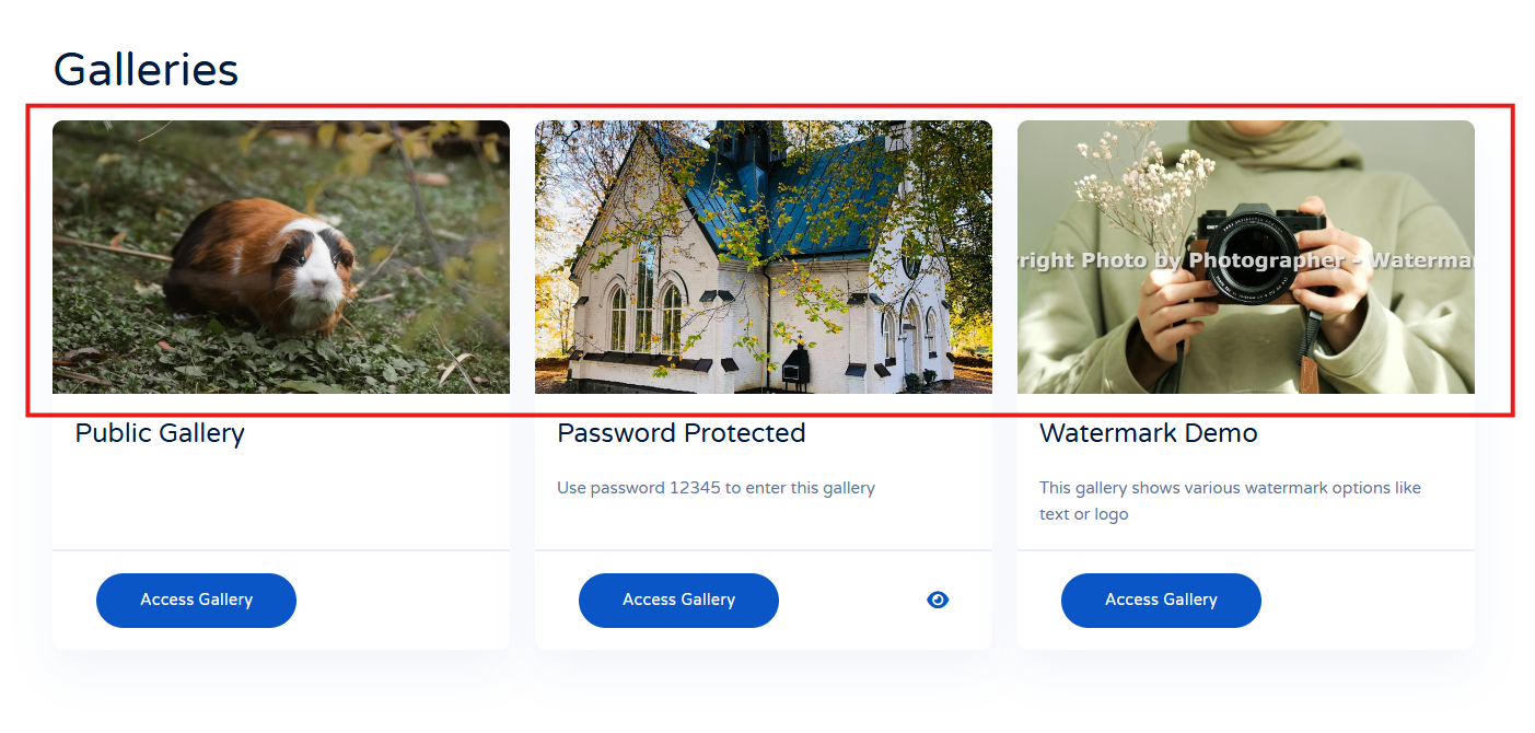 client response gallery options galleries cover photo