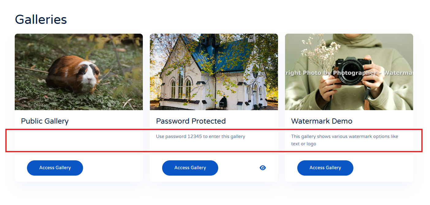 client response gallery options galleries description