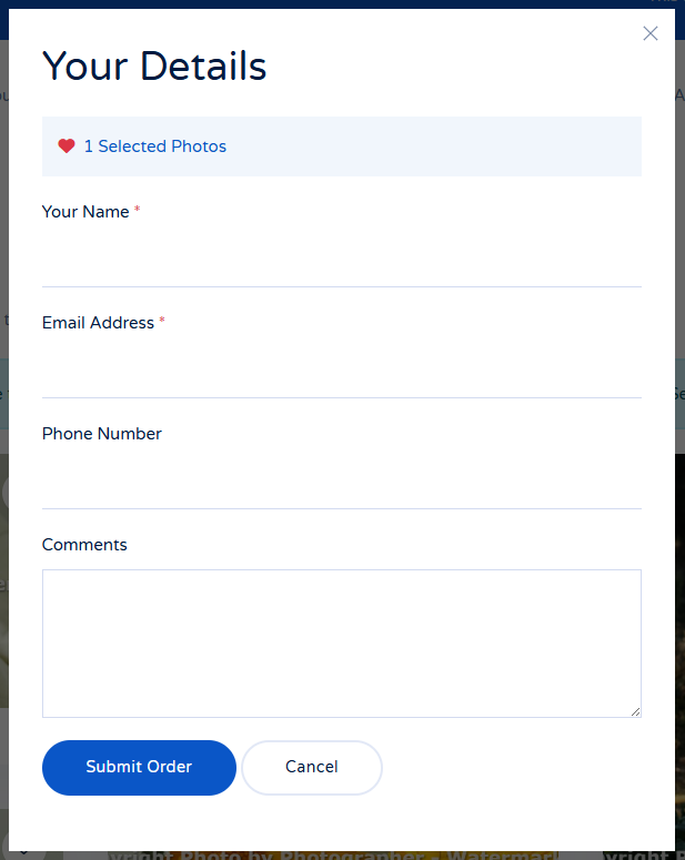 client response gallery options selection