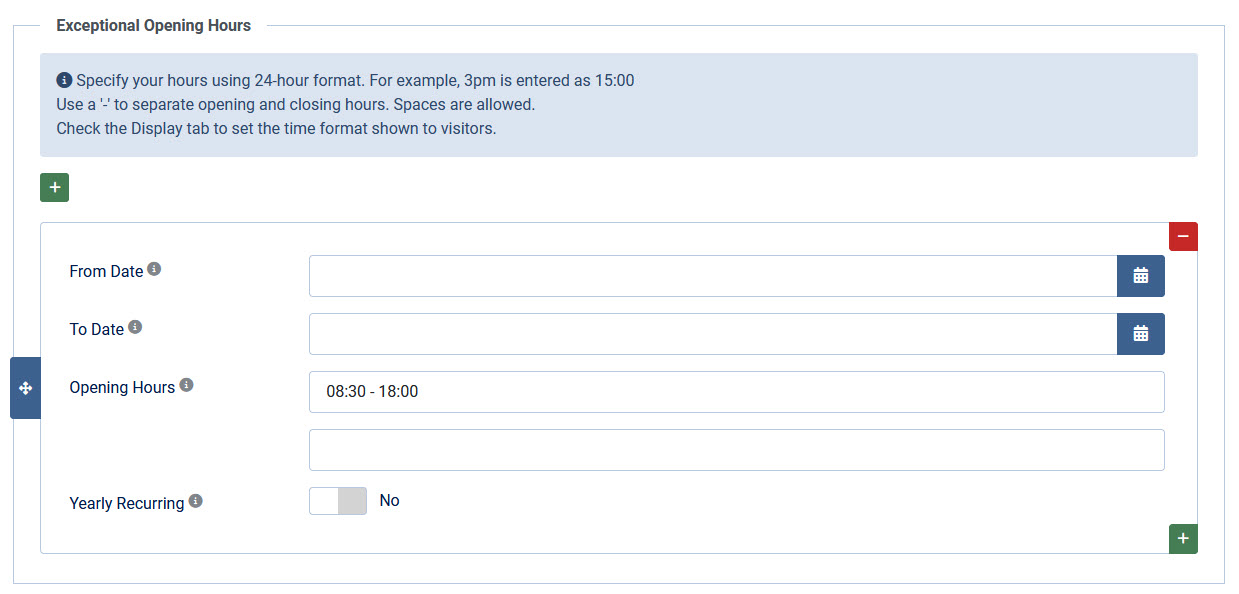 exceptional settings