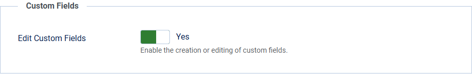 Price List Integration options, Edit Custom Fields toggle