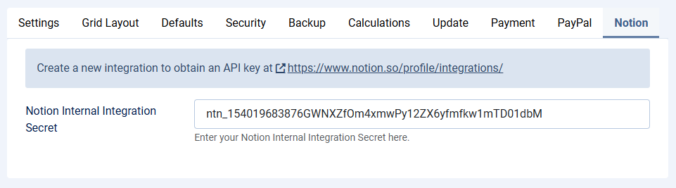 rsform notion component configuration