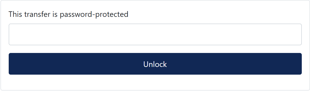 Password prompt on a protected Filedrop transfer